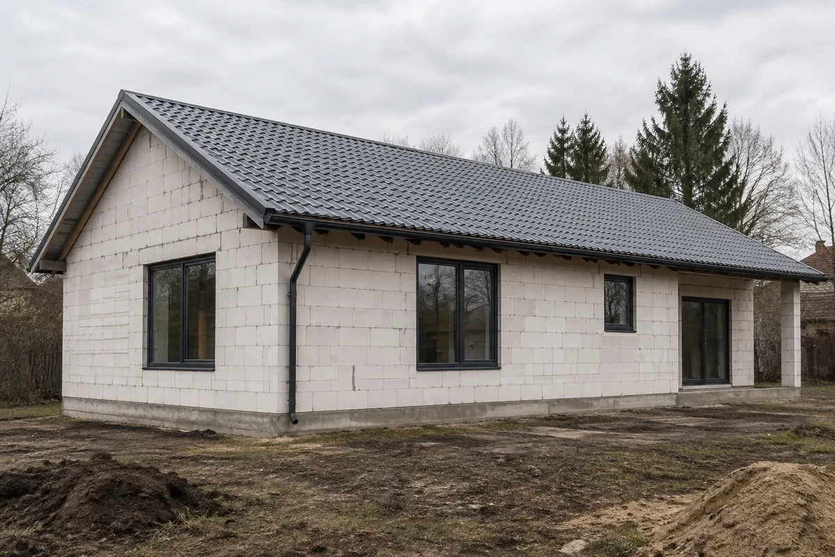 Дома из газобетона: иллюстрация технологии, созданная с помощью ИИ
